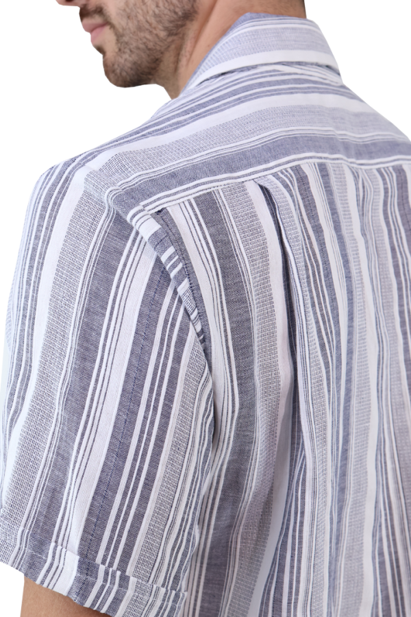 Camisa Manga Corta Textrua Estampada Color Gris De Algodón Para Hombre